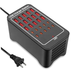 RUANSZZ USB~C Charger Block, 125W(25A) 25 Port (15 USB A & 10 USB~C Port) Multiple Charging Station, Desktop Wall Charger Compatible with iPhone, iPad, Tablets, Smartphones