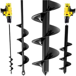 K-Brands Auger Drill Bit for Planting 2 Pack – 1.6 x 16 Inch & 3.5 x 16 Inch Set - Garden Spiral Hole Drill and Bulb Planter Tool - Bedding Plants, Umbrella Holes - 3/8 Inch Hex Drive Drill