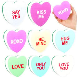 Domensi 8pcs Valentine's Day Candy Heart Shaped Kitchen Sponges Dual Sided Scrub Dish Sponges Reusable with Love You Kiss Me Non Scratch Sponge for Kitchen Cleaning