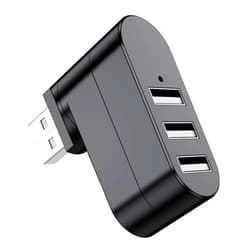Adaptermvp USB Port Splitter,3 port USB 2.0 hub Dock [90°/180° Degree Rotatable] for for Windows Laptop, Xbox, Wii,PS3, PC, MAC, Mac Book, Tablet, Tab - Black