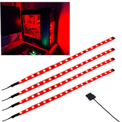 DS leddess DS RED Computer Light LED Strip with Magnetic Design for PC Case Lighting Kit,Mid Tower and Full Tower use (4Pack, S Series)