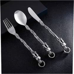 GULSARAYI 24-Piece Loong Silverware Set for 8 Flatware Set 18/10 Stainless Steel Utensils Sets Home Kitchen Spoons And Forks Set Mirror Polished Halloween Essentials Christmas Great Crafts