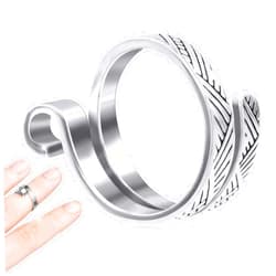 ANCIRS Knitting Crochet Loop Ring for Fingers, Adjustable Crochet Tension Ring, Metal Open Yarn Guide Finger Holders, Knitting Thimbles for Crochet- Silver