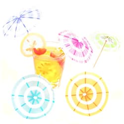 Cunhill 150 Pieces Drink Umbrellas Cocktail Picks Parasol Cocktail Umbrellas Sticks with Wood Toothpicks for Summer Hawaiian Cupcake Toppers Umbrella Handmade Sticks Party Decor (Circular Stripes Style)