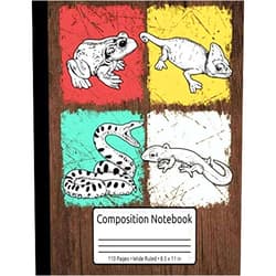 Liza's Herping Journals Retro Herping Gifts Men Women Herps Frog Vintage Herpetology Composition Notebook 110 Pages Wide Ruled 8.5 x 11 in: Herpetology Gift For Women & Men