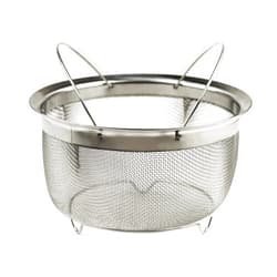 RSVP International Mesh Colander Strainer Basket with Folding Handles, 3 Quarts | For Pasta, Frying, & Salads | Dishwasher Safe | Use in Pressure Cookers | Steaming, Draining & Rinsing