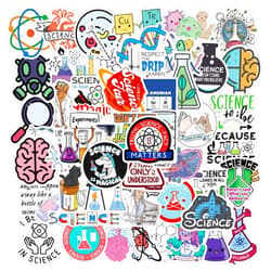 Rszwyk Science Laboratory Stickers, 50pcs Funny Science Laboratory Decals for Kids Teens, Physics Biology Chemistry Experiment Sticker, Waterproof Vinyl Stickers for Water Bottle Laptop Luggage Guitar