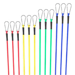 Navaris Bungee Cords with Carabiner Hooks (Set of 12) - Includes 18/24/36/48 inch Lengths - Heavy Duty Assorted Bungee Cord Pack with Carabiner Clips