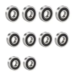uxcell 607-2RS Deep Groove Ball Bearing Double Sealed 180017, 7mm x 19mm x 6mm Chrome Steel Bearings, 10-Pack