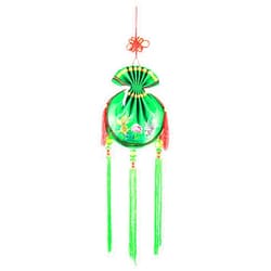 drdong-handmade silk ribbon sachet, palace lantern, embroidery art craft for home decoration-small and green