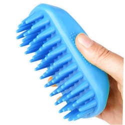 Yintoper Dog Bath Brush, Pet Silicone Shampoo Brush, Rubber Shower Wash Curry Brush for Short Long Haired Dogs Cats Shedding Grooming and Massage, Pet Rubber Brush Removes Loose & Shed Fur (Blue)
