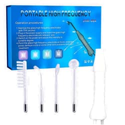 Sgr Radish High F requency Facial Machine Wand 4 Pieces Tubes Set Portable Handheld Skin Therapy for Face Hair Care