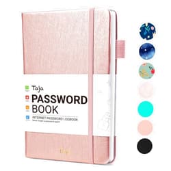 Taja Password Keeper Book with Alphabetical Tabs，Small Password Books for Seniors, Password Notebook for Internet Website Address Log in Detail, Password Logbook to Help You Stay Organized - Rose Gold