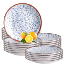Steelite Melamine Dessert Appetizer Plates, Creations Tribeca Shatter Resistant Dinnerware, Heavy Duty Crazed Blue Design, For Restaurants, Commercial Foodservice, 8.5