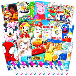 Bendon 12 Mess Free Imagine Ink Coloring Book Set for Kids - Bulk Bundle with 12 No Mess Coloring Books, Barn Bots Stickers and Door Hanger (Paw Patrol, Princess, Mickey, Minnie, Spidey, Peppa Pig)