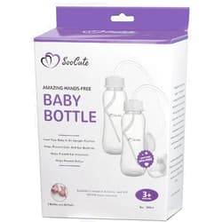 Hands-Free Baby Bottle - Anti-Colic Self Feeding 9 oz Baby Bottle Nursing System with Fast Flow Nipple/Teat 3m+ Infant (2 Bottles - Soo Cute)
