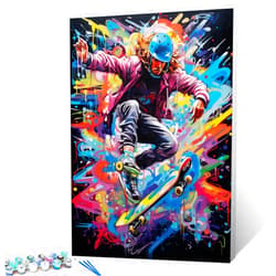 TUMOVO Graffiti Street Art Paint by Numbers Kits with Brushes Cool Boy Skating Acrylic Oil Painting for Adults Kids Doodle Inspired Pictures Craft 16''x20