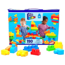 MEGA BLOKS First Builders Toddler Blocks Toys Set, Deluxe Building Bag with 150 Pieces and Storage, Blue, Ages 1+ Years