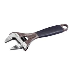 Bahco BAH9029RTUS Ergo Big-Mouth Adjustable Wrench Thin Jaw Wide Mouth with Rubber Handle - 6 Inch - Black Phosphate Finish