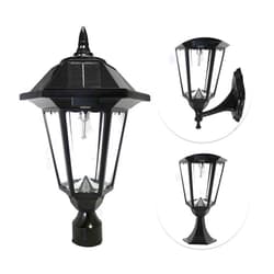 Gama Sonic Black Solar Outdoor Post Light, Windsor Bulb, Cast Aluminum, 1-Light with 3 Mounting Options, 3-inch Fitter for Lamp Posts, Flat Mount for Column Lights and Wall Sconce Mount, 99B033