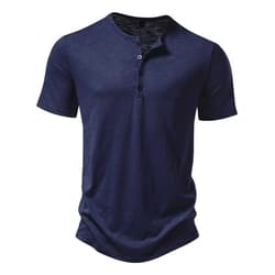 PARKLEES Men's Casual Stretchy Slim Fit Short Sleeve Henley Shirt