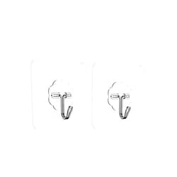 Lintat Self Adhesive Hooks 2Pcs Stainless Steel Transparent Seamless Viscose Wall Hangers for Kitchen Bathroom