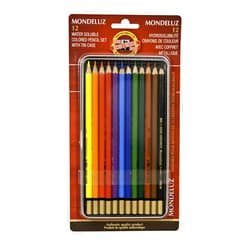 Koh-I-Noor Mondeluz Aquarelle Watercolor Pencil Set, 12 Assorted Colored Pencils in Tin & Blister-Carded (FA3722.12BC)