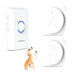 JeaTone Dog Door Bell, Dog Bells to Go Outside, Smart Wireless Potty Training Button for Dogs, Training Dog to Ring The Bell, 2 Pack Button White