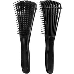Boao 2 Pack ez Detangler Brush for Curly, Afro Textured 3a to 4c Kinky Wavy Hair, Exfoliating for Beautiful and Shiny Curls (Black)