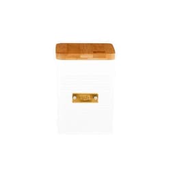 Typhoon Otto Square Canister | White with Wooden Lid - (1.7-Quart Tea Canister)