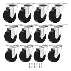 MegaDeal 12 Pack 2 - Inch Swivel Caster Wheels 50Lbs each, Rubber Base with Top Plate & Bearing With Screw