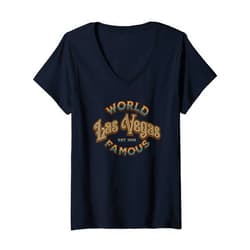 BizzyflyUSA Womens World Famous Las Vegas NV City Street Souvenir Mens Womens V-Neck T-Shirt