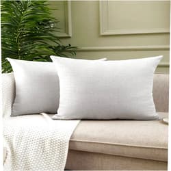 Jepeak 16x24 Inch Woven Textured Throw Pillow Covers Pack of 2 Rustic Linen Cushion Covers Decorative Square Farmhouse Pillow Cases for Sofa Couch Bed Home Decor, Light Grey