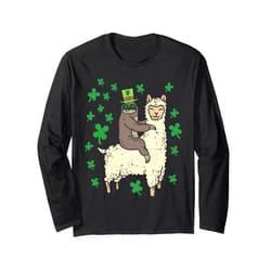 BoredKoalas St Patricks Day Irish Shamrock Shirt Funny Irish Sloth Llama Shirt St Patricks Day Animal Gift Long Sleeve T-Shirt