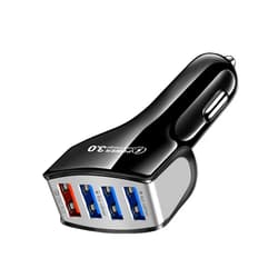 FeiFei66 4 USB Port Car Charger, QC3.0 Mobile Phone Car Charger Adapter Fast Charging for Most Phones/Tablet PC/Navigator/PDA/PSP/MP3/MP4/GPS (Black)