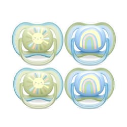 Philips Avent Ultra Air Pacifier - 4 x Light, Breathable Baby Pacifiers for Babies Aged 0-6 Months, BPA Free with Sterilizer Carry Case (Model SCF085/49)