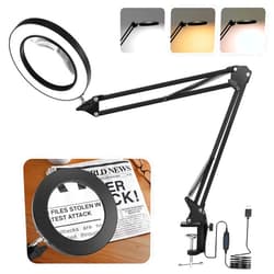 GOCHIFIX 10X LED Magnifying Glass Desk Light Dimmable Real Glass LED Lighted Magnifier with Clamp 3 Color Modes Craft Light Lamp with Adjustable Swing Arm for Close Works Crafts Repairing Sewing
