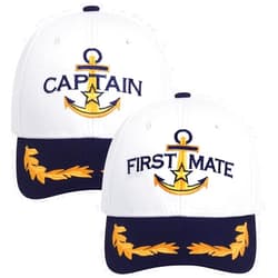 ZUYYON 2 Pcs Captain Hat and First Mate Hat Set Matching Skipper Boating Baseball Caps Nautical Marine Sailor Embroidered Hat
