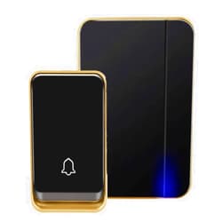 AURTEC 【No Battery Required】Wireless Doorbell Waterproof, AURTEC Door Chime Kit with 1 Receivers & 1 Press Self-Powered Transmitter, 51 Chimes and 4 Volume Levels, Black
