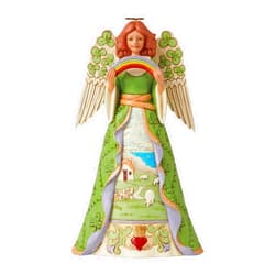 Enesco Jim Shore Heartwood Creek Irish Angel with Shamrock Wing Figurine, 9.75 Inch