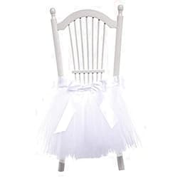 FLYPARTY Handmade Tulle Tutu Chair Skirt with Sash Bow for Party Wedding Baby Shower Home Decoration (White)