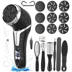 Hoxida Electric Callus Remover for Feet (with Dander Vacuum), Portable Pedicure Kit Foot File Callus Remover, Rechargeable Waterproof Foot File for Foot Care Deadskin Remover with 9Head&LCD Display