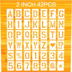 Changchuang Letter Stencils Symbol Numbers Craft Stencils for Painting 42 Pcs Reusable Alphabet Templates 2 Inch Interlocking Stencil Kit for Painting,DIY Art