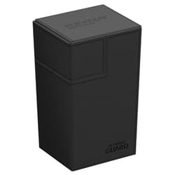Ultimate Guard Flip'n'Tray 80+, Deck Case for 80 Double-Sleeved TCG Cards + Dice Tray, Black, Independent Magnetic Closure & Microfiber Inner Lining