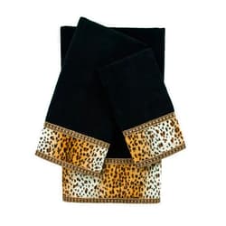 Sherry Kline Panthera Black 3-Piece Embellished Towel Set