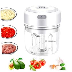 HSIULMY Electric Mini Garlic Chopper,Portable Mini Mincer Electric Food Processor, 250ml Mini Baby Food Maker Presses for Chili Onion Meat Spices Chopper Blender Machine