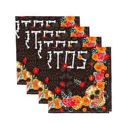 Horaldaily Dia de Muertos ClothNapkin 18x18 Inch, Day of The Dead Mexico Marigold Sugar Skull Party Dinner Decoration Washable Napkins Set of 4