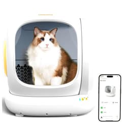MeoWant Self-Cleaning Cat Litter Box, 75L Extra Large Open Automatic Cat Litter Box for Multi Cats, Integrated Safety Protection/APP Control/Odor Removal Smart Litter Box with Mat & Liner