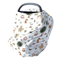 HawSkgFub Boho Woodland Animal 5-in-1 Car Seat Cover for Baby Boy Girl Gift, Bohemia Forest Bear Fox Deer Owl Privacy Breastfeeding Nursing Cover, Newborn Infant Multi-use Carseat Canopy Carrier