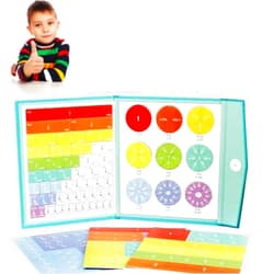 Louthon Magnetic Rainbow Fraction Tiles, Magnetic Fraction Educational Puzzle, Magnetic Score Disk Demonstrator (1pc)